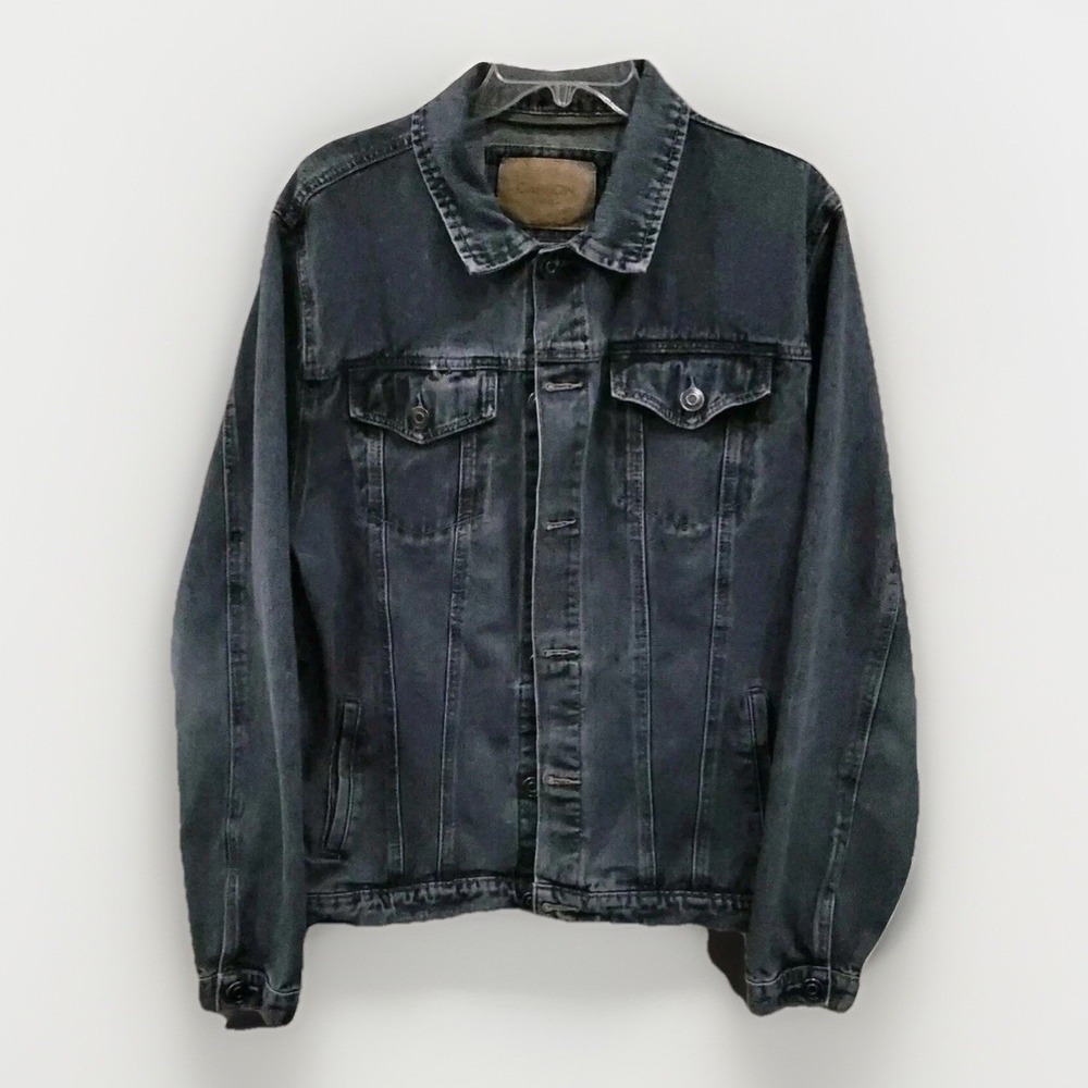 Denim Jacket Women's XL American Theme Distressed Cotton Blend Carbon